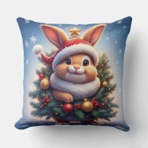Coelho Feliz com Chapéu de Papai Noel