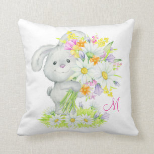 Almofada Coelho Floral de Coelho com Coelho com Cor de Águ