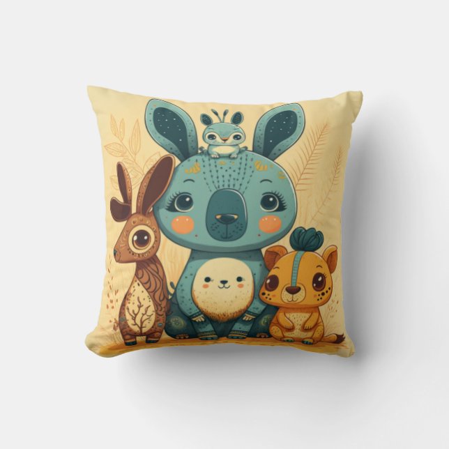 Almofada Coelho floral do boho-branco (Frente)