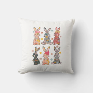 Almofada Coelho Floral Flor Vintage Retro Bunny Páscoa Da