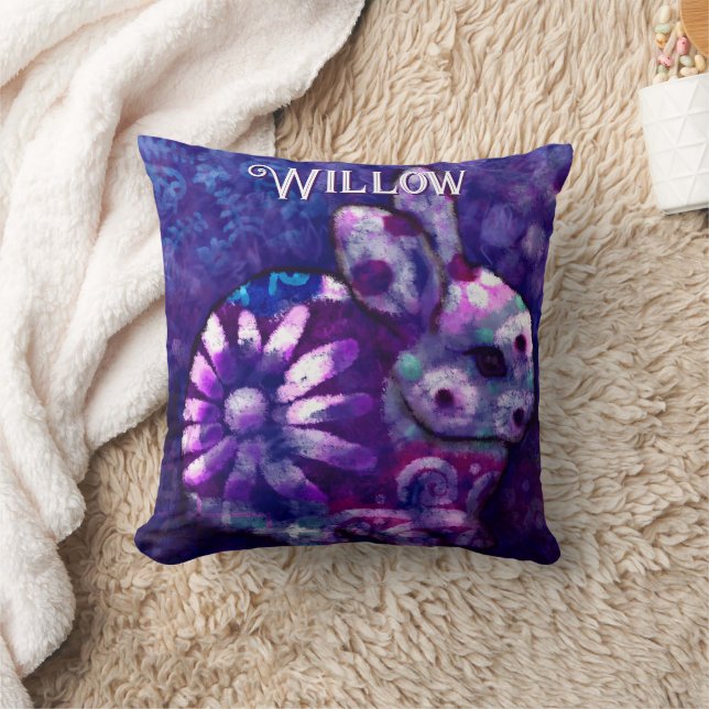 Almofada Coelho Floral Whimsical Personalizado (Cobertor)