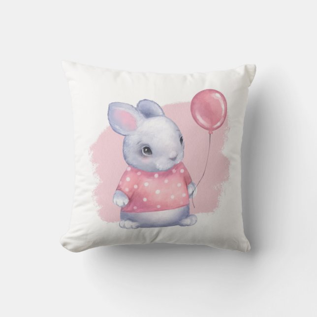 Almofada Coelho Fofo com Balão Rosa (Frente)