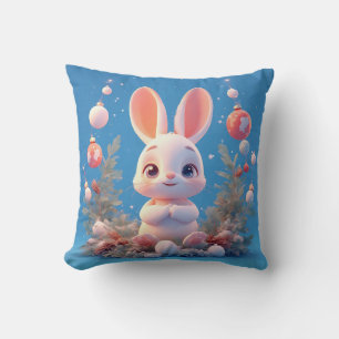 Almofada Coelho Fofo Rodeado por Decorações