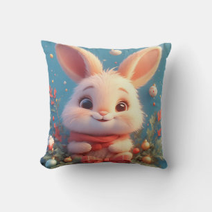 Almofada Coelho Fofo Rodeado por Decorações