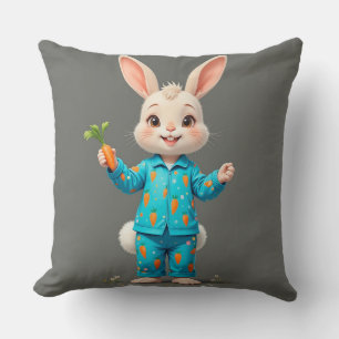 Almofada Coelho Fofo Vestindo Pijama Segurando uma Cenoura