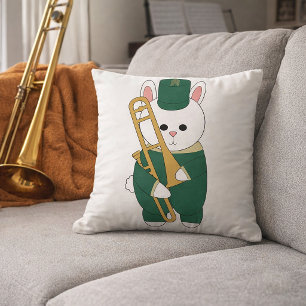 Almofada Coelho Março Bonito Tocador de Trombone Cartoon Ve