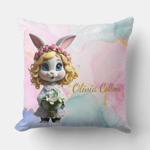 Almofada Coelho Nome Personalizado com flores