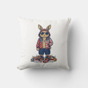Almofada Coelho Páscoa Patriótico Camisa Vector Vintage_1