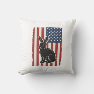 Almofada Coelho Patriótico Bandeira Americana Gravura Vinta