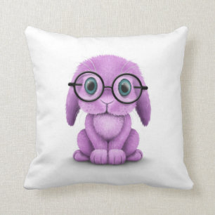 Almofada Coelho roxo bonito do bebê que veste vidros no