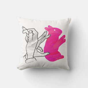 Almofada Coelho Silhout Mão Rosa