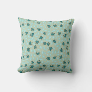 Almofada Coelhos Azul Pastel e Cenouras Azul Céu em Algodão