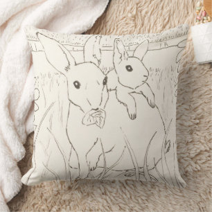 Almofada Coelhos Coelhinhos De Bebê-Mãe Bonitos