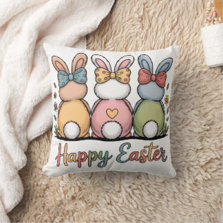Almofada Coelhos de Páscoa Pastel Adoráveis | Feliz Floral