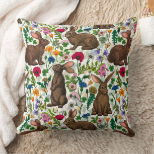 Almofada Coelhos e flores silvestres