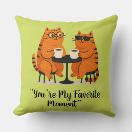 Almofada Coffee Date Cat Couple Throw Pillow