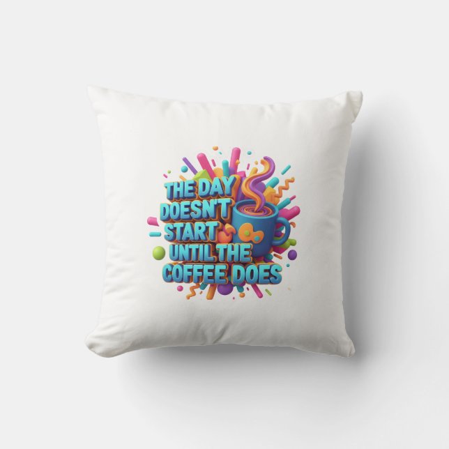 Almofada Coffee First Morning Sticker (Frente)