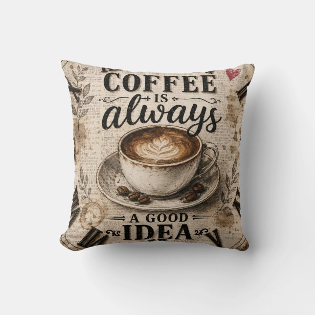Almofada Coffee Is Always a Good Idea  Rustic Café Decor (Frente)