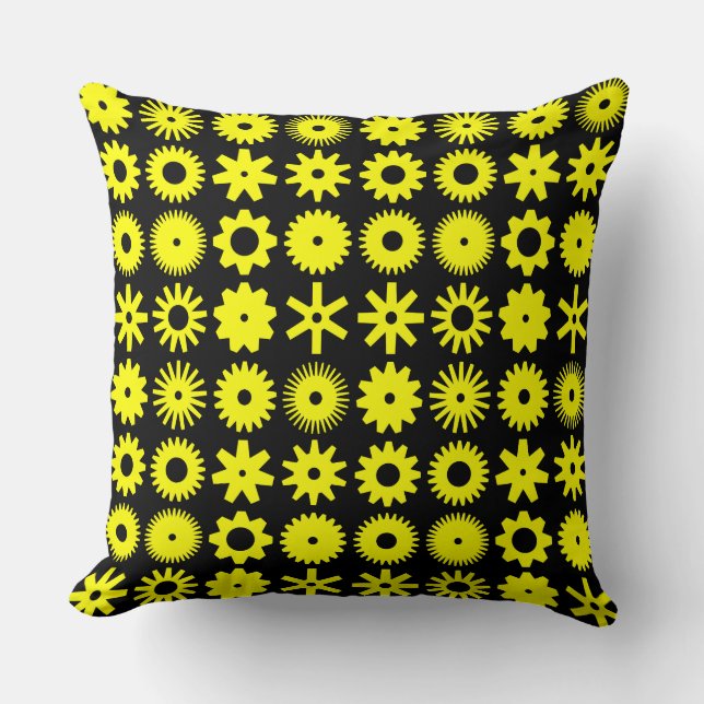 Almofada Cogs - Amarelo em preto (Frente)