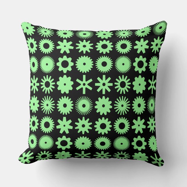 Almofada Cogs - Verde mint em preto (Frente)