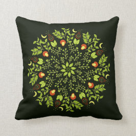 Almofada Cogumelo-de-bruxa-verde deixa plantas mandala