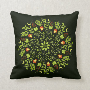 Almofada Cogumelo-de-bruxa-verde deixa plantas mandala