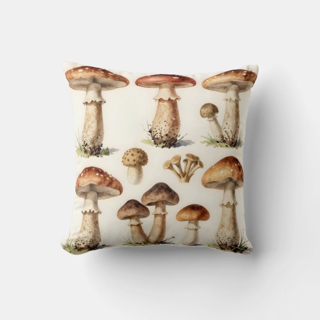 Almofada Cogumelo Fungo Botânico Antigo Toadstool  (Frente)