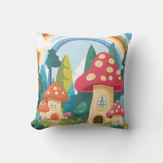 Almofada Cogumelos e arco-íris 12 (Frente)