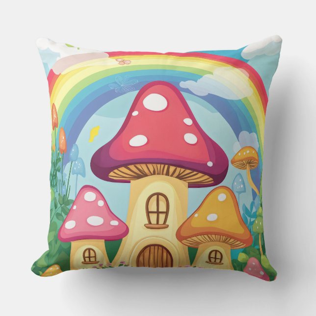 Almofada Cogumelos e arco-íris 16 (Frente)