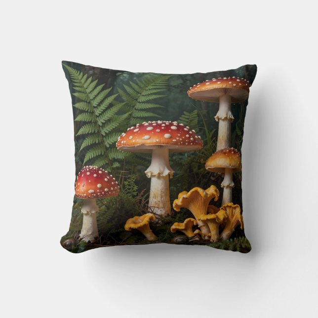 Almofada Cogumelos Fly Agaric Floresta Botânica (Frente)