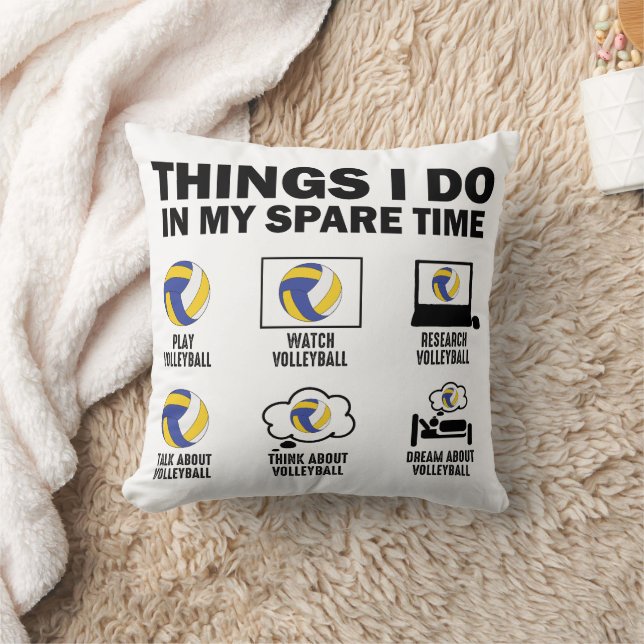 Almofada Coisas Que Eu Faço No Meu Tempo Livre De Voleibol  (Cobertor)