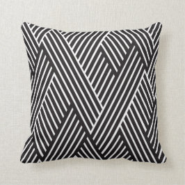 Almofada Cojín Almohada Líneas Cruzadas Negro