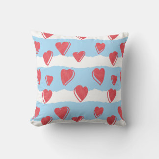 Almofada Cojín con corazones y rayas azules y blancas