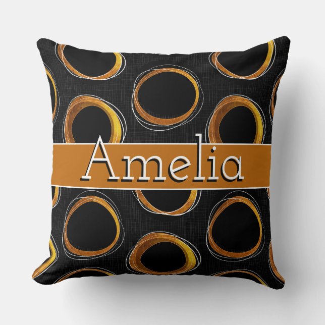 Almofada Cojín Decorativo Solar Eclipse Mid-Century Modern  (Frente)