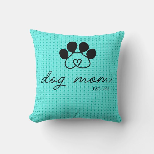 Almofada Cojín dog mom customizable mint green (Frente)