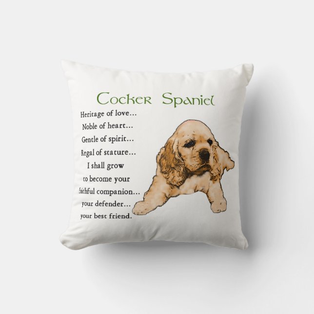 Almofada Coker Spaniel Puppy Lovers Art (Frente)