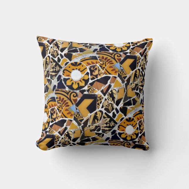 Almofada Colagem artística de Azulejo-Brown quebrado (Frente)