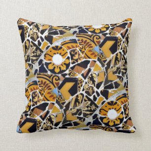 Almofada Colagem artística de Azulejo-Brown quebrado