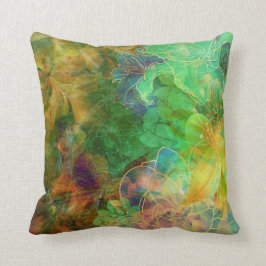 Almofada Colagem Colorida Abstrato Floral Colorida