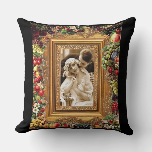 Almofada Colagem da safra Retro com rendas e flores (Frente)