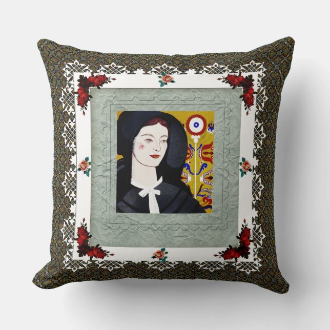 Almofada Colagem da safra Retro com rendas e flores (Frente)