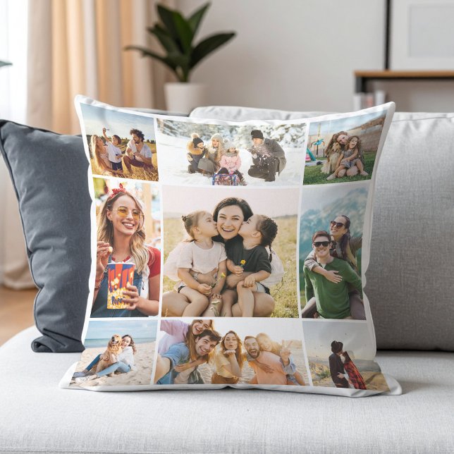 Almofada Colagem de 9 Fotos Personalizada (Criador carregado)