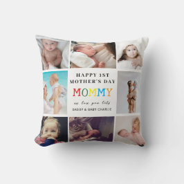 Almofada Colagem de Fotografias do Primeiro Dia de as mães