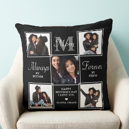 Almofada Colagem de Fotografias MOM 5 Elegante Monograma Mã