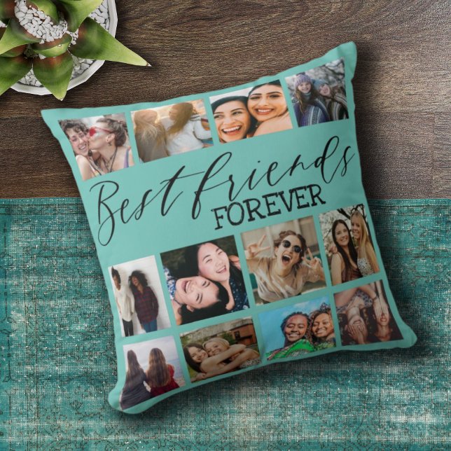 Almofada Colagem de Fotografias Teais Modernas e Melhores A (Criador carregado)