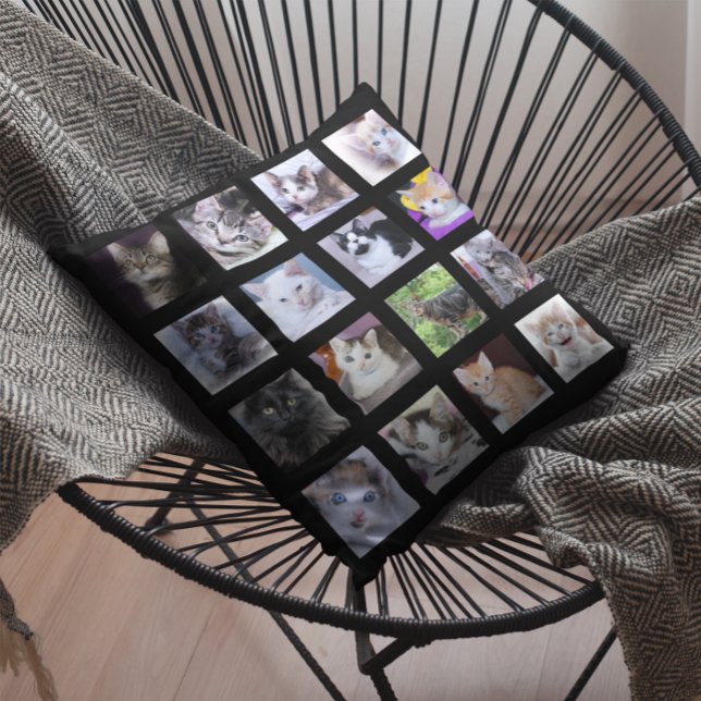 Almofada Colagem de Fotos 16 Quadrados (Photo Collage Throw Pillow)
