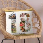 Almofada Colagem de Fotos 18º Aniversário Personalizada Neu<br><div class="desc">Presente personalizado de 18º aniversário. Este travesseiro decorativo personalizado tem uma colagem de fotos elegante em um número 18 com areia bege neutra / bordas amarelas mudas e tipografia moderna de bronze. O texto diz "Parabéns!" juntamente com o seu nome e data de nascimento personalizados (todos os quais pode editar...</div>