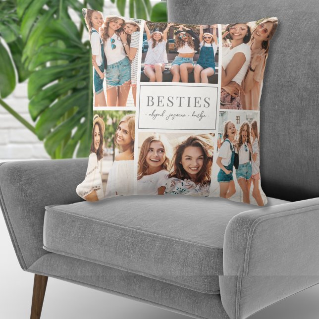 Almofada Colagem de Fotos BFF do Melhor Amigo Personalizado (Custom Best Friend BFF Photo Collage Throw Pillow )