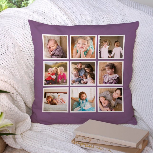 Almofada Colagem de Fotos com Cor de Fundo Personalizável e (Criador carregado)