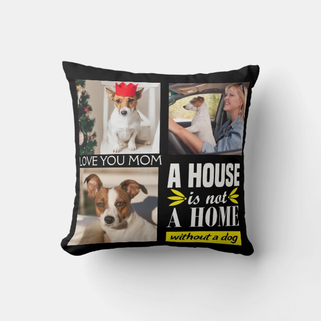 Almofada Colagem de fotos com três fotos e citação de cacho (Frente)